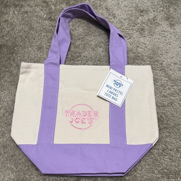 Trader Joe'S Handbags - Trader Joe's Pastel Purple and Cream Tote Bag